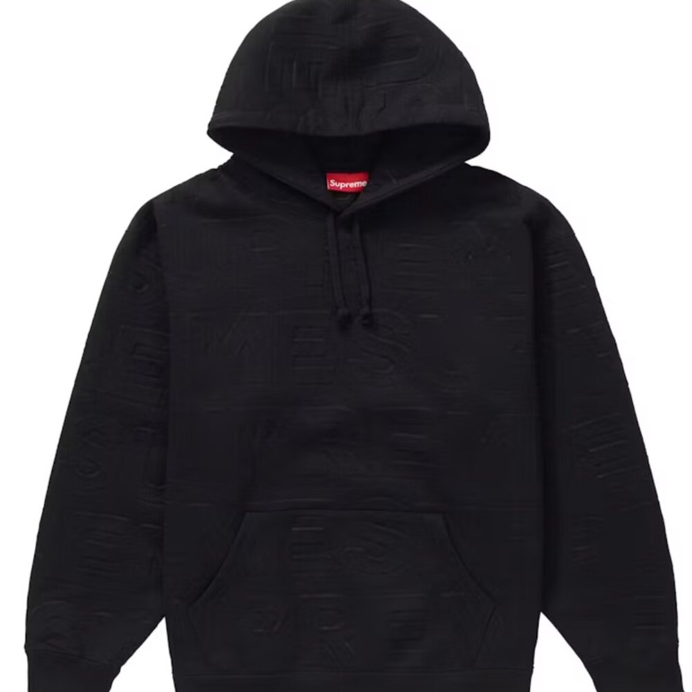 Supreme Embossed Logos Hooded Sweatshirt Size L BLACK HOODIE